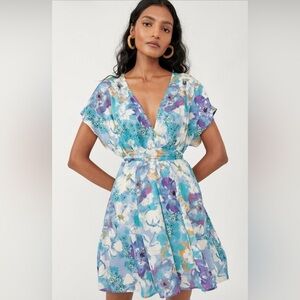 FREE PEOPLE Freddy Tie Mini Dress In Night Combo In Multi SIZE XS